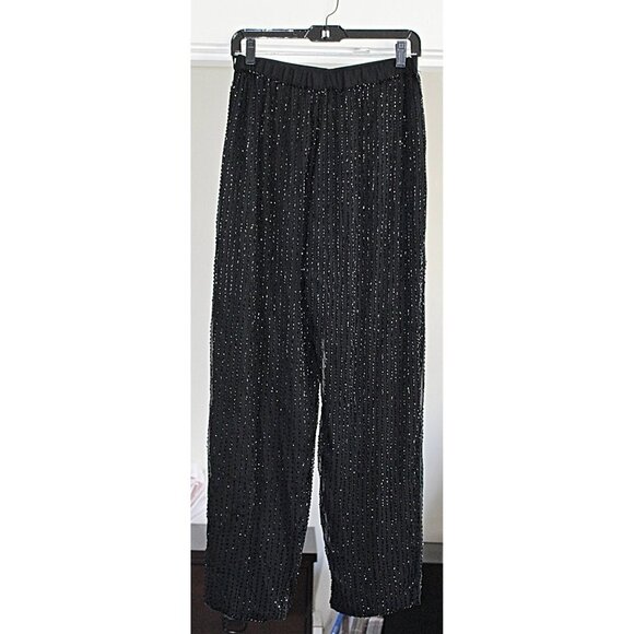 Vintage Glam Rock Beaded (Sequin) Silk Channel Pants - David Bowie Style, M - Picture 6 of 12
